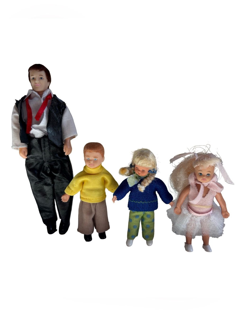 Vintage Dollhouse Dolls Lot Set Dad‎ & Kids